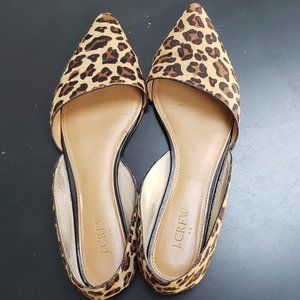 JCrew Zoe calf hair d'Orsay Leopard flats 9.5